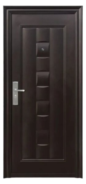 Usa metalica de exterior cu izolatie si vizor Novo Doors ND137 ,deschidere stanga dreapta, 1 yala, dimensiuni multiple,tabla 0.5/0.7 mm, balamale si clanta incluse, toc de 5-7 centimetri, pentru case (Grosime tabla: 5 mm, Sens deschidere: Stanga)