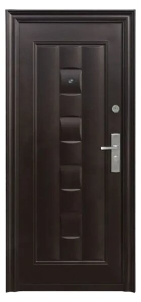 Usa metalica de exterior cu izolatie si vizor Novo Doors ND137 ,deschidere stanga dreapta, 1 yala, dimensiuni multiple,tabla 0.5/0.7 mm, balamale si clanta incluse, toc de 5-7 centimetri, pentru case (Grosime tabla: 5 mm, Sens deschidere: Stanga)