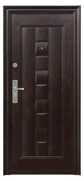 Usa metalica de exterior cu izolatie si vizor Novo Doors ND137 ,deschidere stanga dreapta, 1 yala, dimensiuni multiple,tabla 0.5/0.7 mm, balamale si clanta incluse, toc de 5-7 centimetri, pentru case (Grosime tabla: 5 mm, Sens deschidere: Stanga)