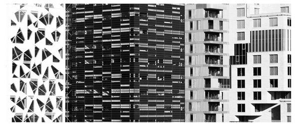 Tablou cu arhitectura alb neagră (120x50 cm)
