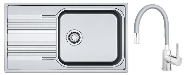 Set chiuveta din otel Franke Smart 101.0368.324, baterie bucătărie Ferro Zumba BZA4S