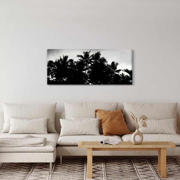Tablou alb negru - palmieri (120x50 cm)