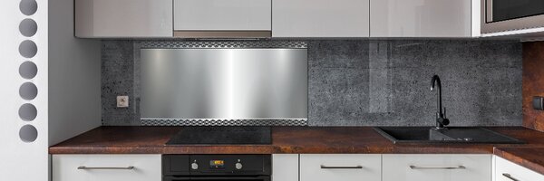 Panou sticlă decorativa bucătărie fundal metalic