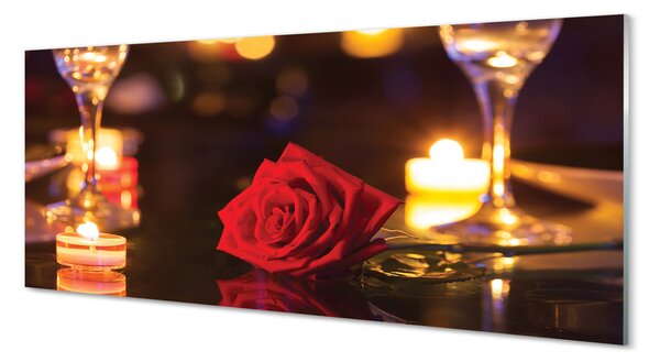 Panouri de sticlă Rose pahare lumânare