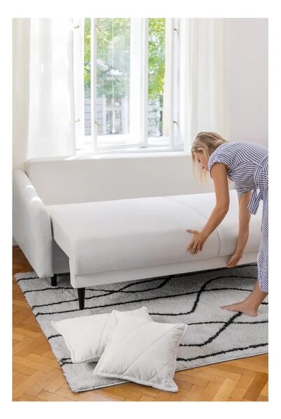 Canapea albă extensibilă/cu spațiu de depozitare cu tapițerie din catifea reiată 215 cm Bjork – Bonami Selection