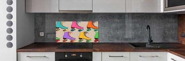 Sticlă printata bucătărie patine cu rotile colorate
