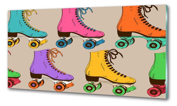 Sticlă printata bucătărie patine cu rotile colorate