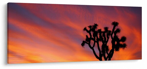 Tablou apus de soare deasupra siluetei unui copac (120x50 cm)