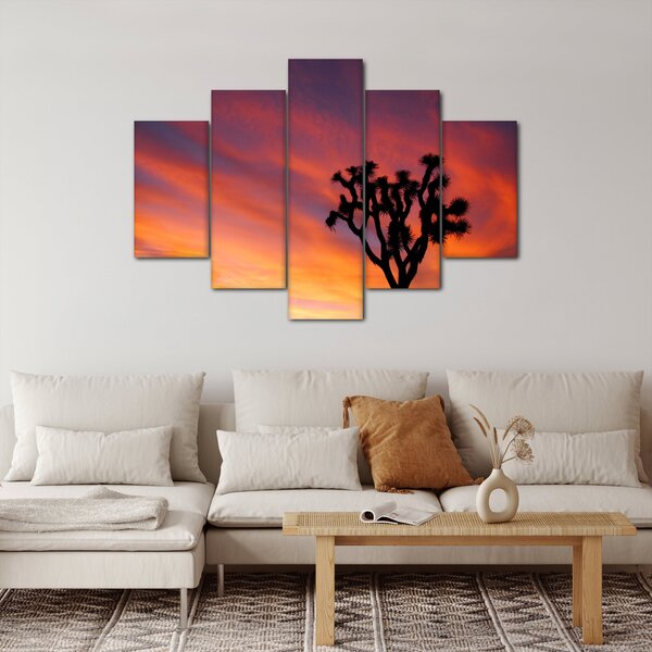 Tablou apus de soare deasupra siluetei unui copac (150x105 cm)