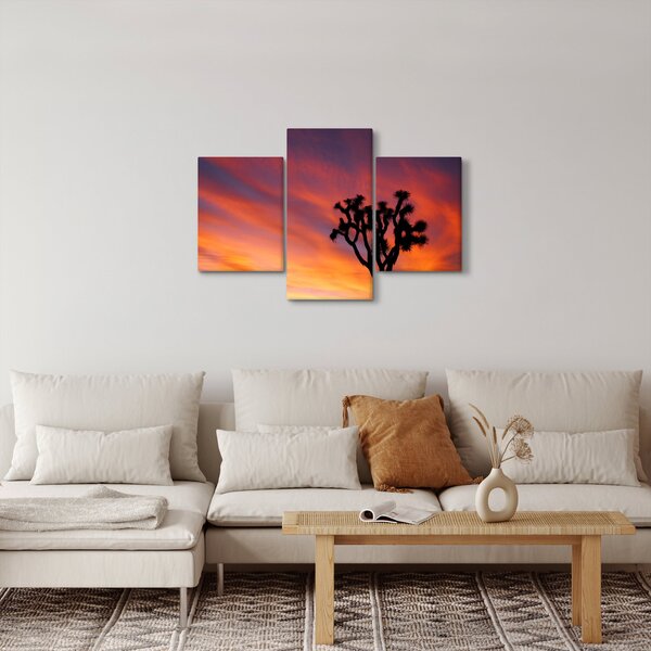 Tablou apus de soare deasupra siluetei unui copac (90x60 cm)