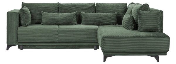 Colțar Extensibil NOMAD, cu ladă de depozitare, variante stânga/dreapta 280x215x90 cm, Verde-Zoom / Dreapta