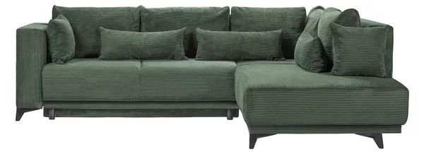 Colțar Extensibil NOMAD, cu ladă de depozitare, variante stânga/dreapta 280x215x90 cm, Verde-Zoom / Dreapta