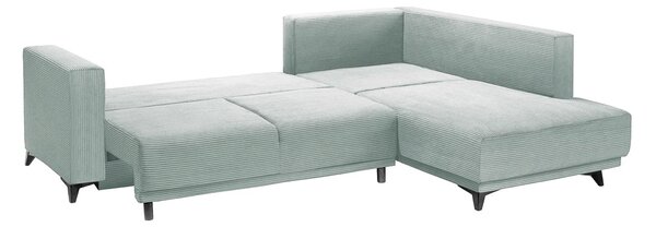 Colțar Extensibil NOMAD, cu ladă de depozitare, variante stânga/dreapta 280x215x90 cm, Verde-Salvie-Zoom / Dreapta