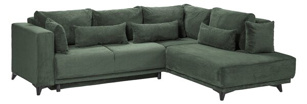 Colțar Extensibil NOMAD, cu ladă de depozitare, variante stânga/dreapta 280x215x90 cm, Verde-Zoom / Dreapta