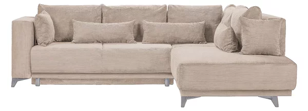 Colțar Extensibil NOMAD, cu ladă de depozitare, variante stânga/dreapta 280x215x90 cm, Maro-Deschis-Zoom / Dreapta