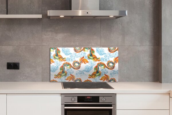 Panouri de sticlă dragoni colorate japoneze