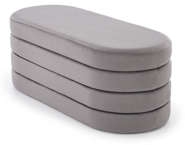 Bancheta CALPI, stofa catifelata gri, 110x46x42 cm