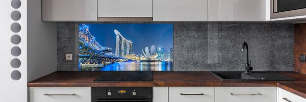 Panou sticlă bucătărie Singapore timp de noapte