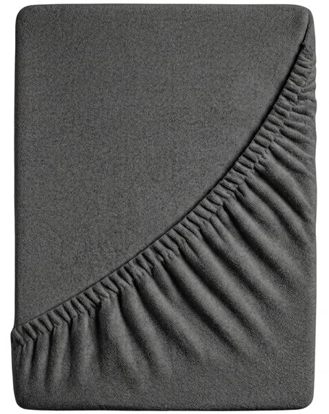 Cearsaf Frotir cu elastic 90x200 cm gri inchis