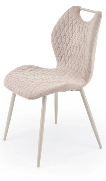 Scaun K569, bej/casmir, stofa catifelata/metal, 47x54x84 cm