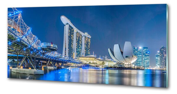 Panou sticlă bucătărie Singapore timp de noapte