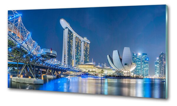 Panou sticlă bucătărie Singapore timp de noapte