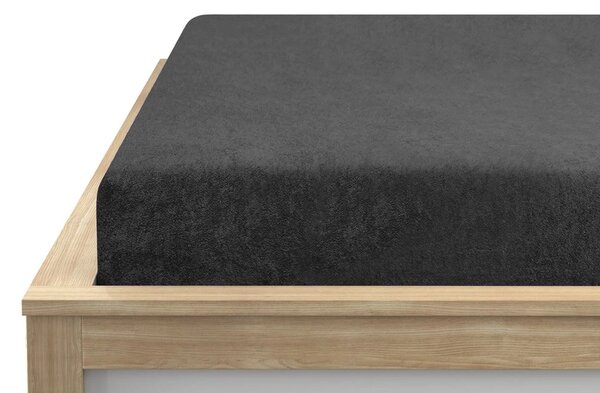 Cearsaf Frotir cu elastic 90x200 cm gri inchis
