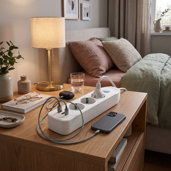 Prelungitor Multipriză 3 prize + 2x USB-A + USB-C JNH024-3B White