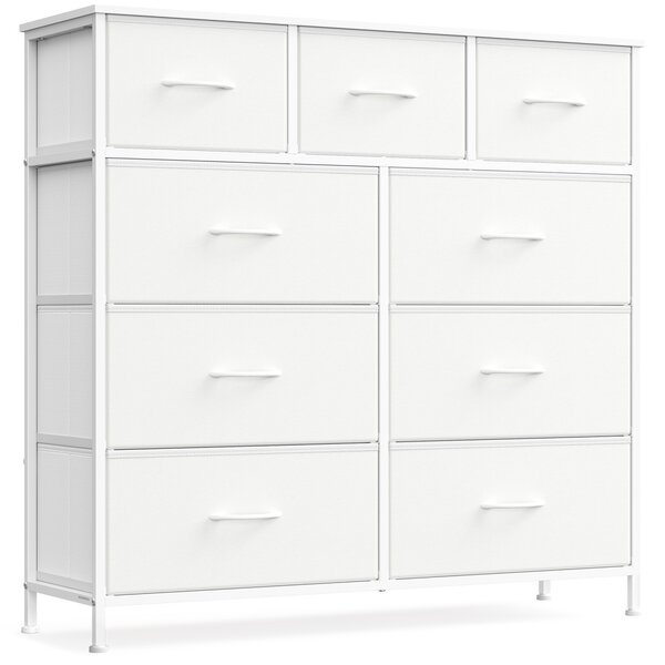Comoda cu sertare, Bellah, Songmics, Alb, 98.8x30x95.2 cm