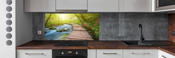 Panou sticlă decorativa bucătărie Calea în pădure