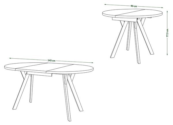 Mazzoni ALMO Bej/picioare bej - MASĂ ROTUNDĂ EXTENSIBILĂ CU PICIOARE ÎN FORMĂ DE Y STIL LOFT PENTRU SALON/SUFRAGERIE