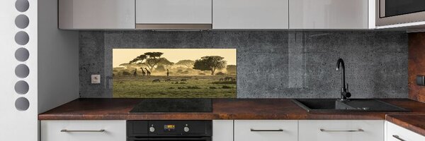 Panou perete bucătărie Girafele pe savana