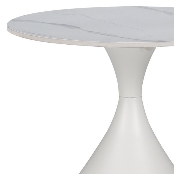 Masuta laterala Kirkene piatra sinterizata culoare marmura alba si metal alb 50x50x50 cm