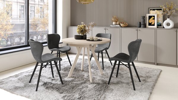 Mazzoni ALMO Bej/picioare bej - MASĂ ROTUNDĂ EXTENSIBILĂ CU PICIOARE ÎN FORMĂ DE Y STIL LOFT PENTRU SALON/SUFRAGERIE