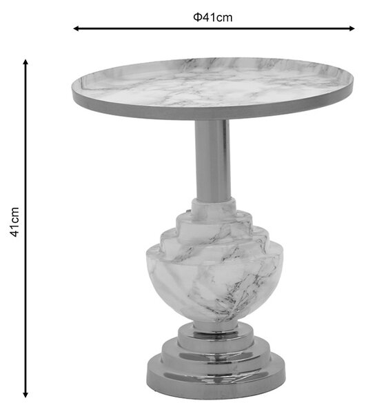 Masuta laterala Cogent marmura gri si metal auriu 41x41x44 cm