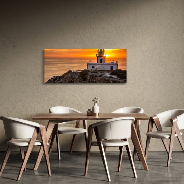 Tablou cu far în apus de soare (120x50 cm)