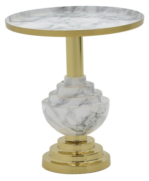 Masuta laterala Cogent marmura gri si metal auriu 41x41x44 cm
