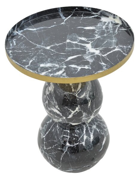 Masuta laterala Dearest marmura gri si metal auriu 41x41x57 cm
