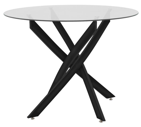 Masuta de cafea Antoro blat din sticla si picioare din metal negru 80x80x75 cm
