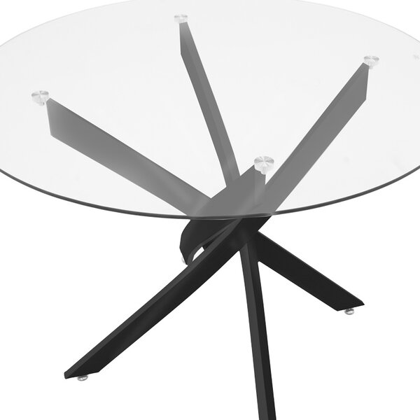Masuta de cafea Antoro blat din sticla si picioare din metal negru 80x80x75 cm