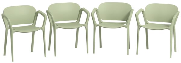Outsunny Set de 4 Scaune Suprapozabile pentru Grădină, 60x56x75 cm, Verde | Aosom Romania