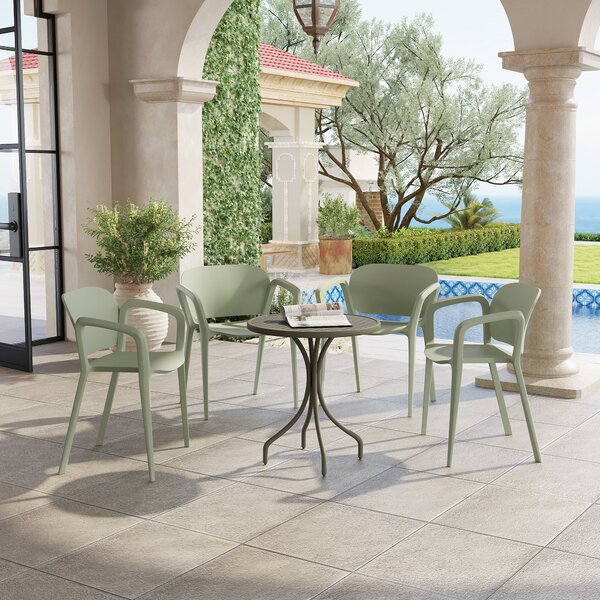 Outsunny Set de 4 Scaune Suprapozabile pentru Grădină, 60x56x75 cm, Verde | Aosom Romania