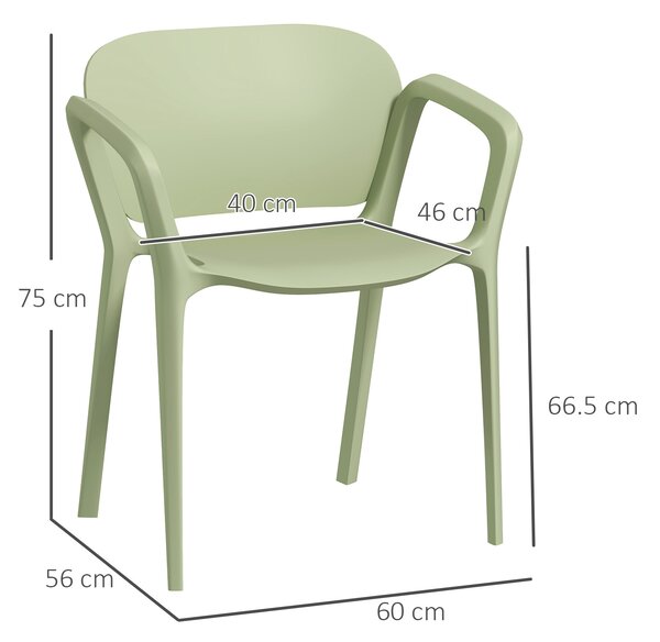 Outsunny Set de 4 Scaune Suprapozabile pentru Grădină, 60x56x75 cm, Verde | Aosom Romania