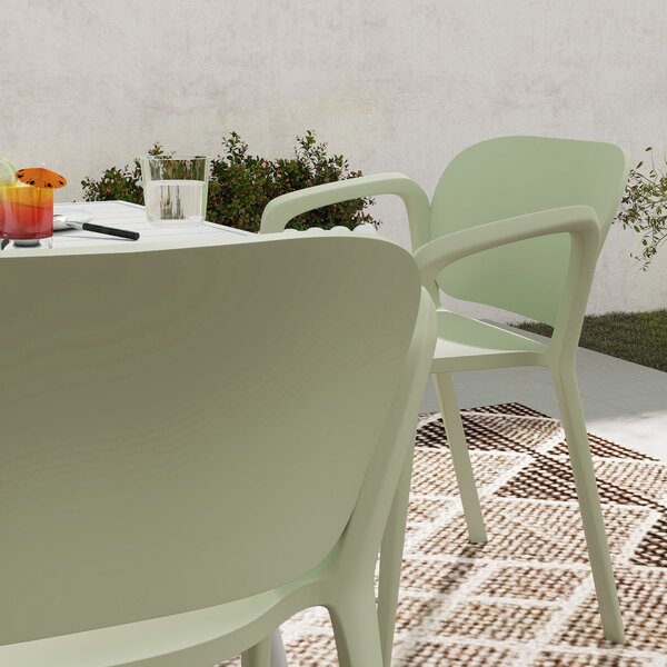Outsunny Set de 4 Scaune Suprapozabile pentru Grădină, 60x56x75 cm, Verde | Aosom Romania