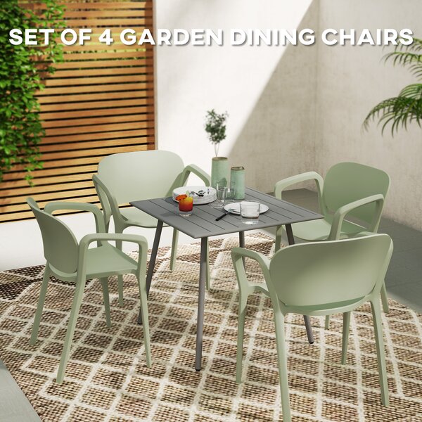 Outsunny Set de 4 Scaune Suprapozabile pentru Grădină, 60x56x75 cm, Verde | Aosom Romania