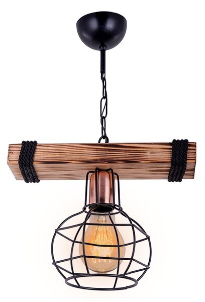 Lustra cu o singură lumina PWL-1033, E27 nuc-negru 28.5x15x50 cm