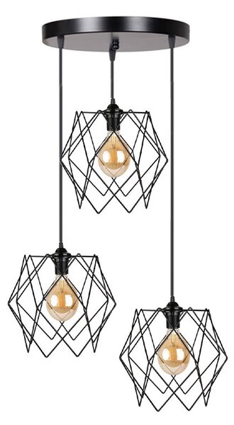 Lustra cu trei lumini PWL-1037, E27 negru, 30x85 cm