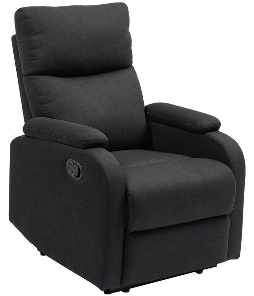 HOMCOM Fotoliu Recliner din In cu Suport Reglabil pentru Picioare, 69x91,5x103 cm, Negru | Aosom Romania