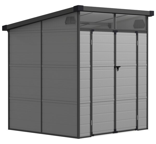 Outsunny Șopron pentru Grădină din Plastic cu Ferestre și Orificii de Ventilație, 190x191x215 cm, Gri Deschis | Aosom Romania