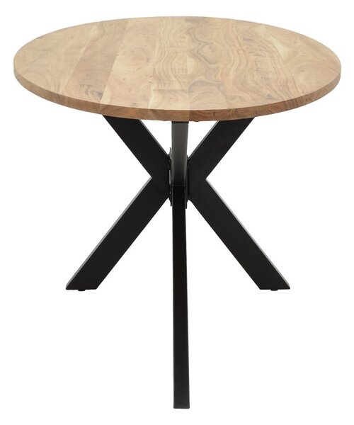 Masa Bonre din lemn masiv de acacia natural cu picioare din metal negru 175x96x76 cm